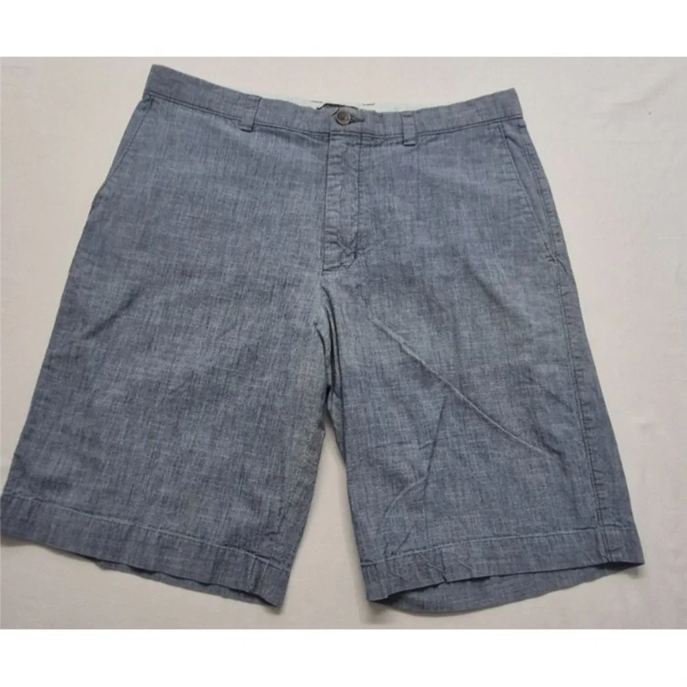 Banana Republic men's heathered blue chino shorts sz. 34 flat front 100% Cotton
